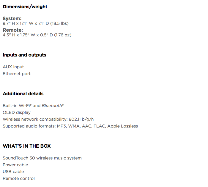 soundtouch 30 dimensions