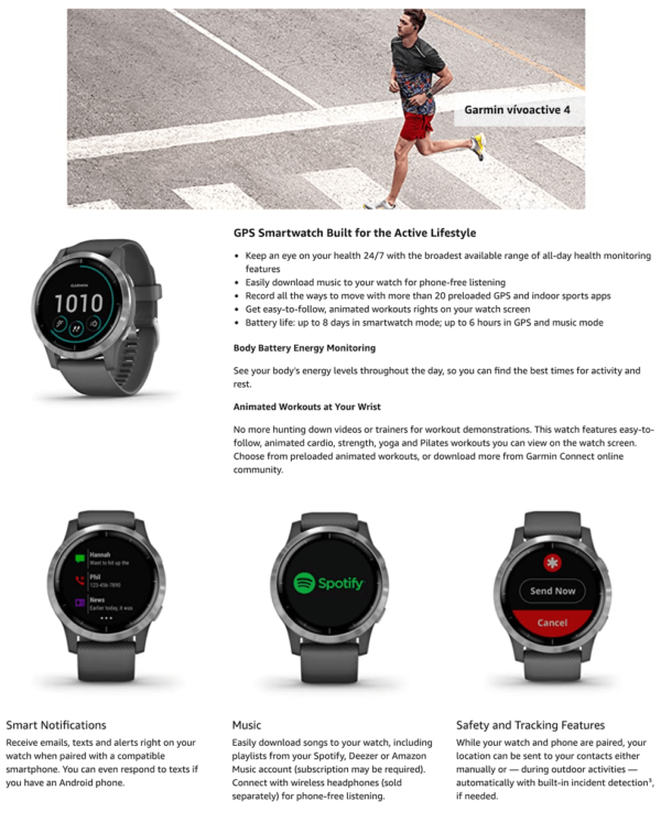 garmin vivoactive 4 screen size
