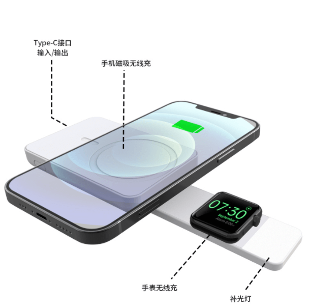 4-in-1 magnet wireless charger for iPhone 12, 13, apple watch and selfie  light - TEK-Shanghai
